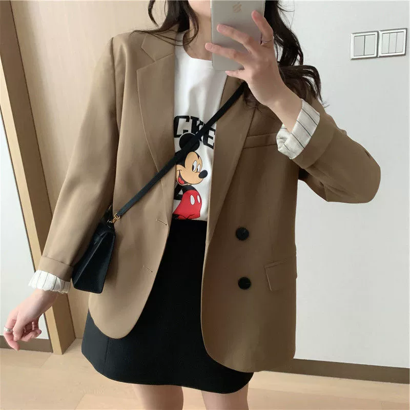 Demi-season classic suit jacket for students, oversize, Korean style