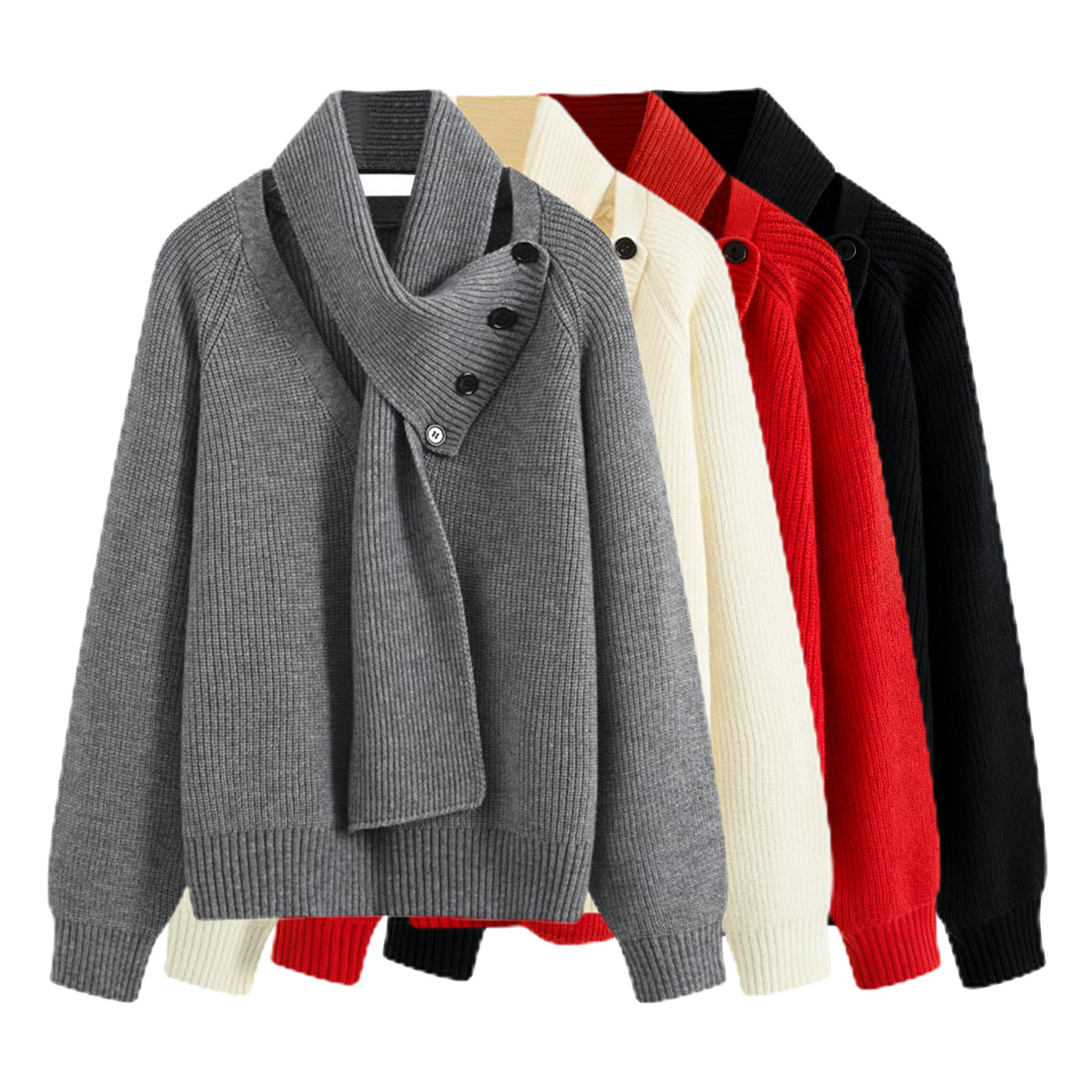 Explosiones transfronterizas de tamaño grande turban desmontable camisa de punto suéter masculino botón de sentido superior otoño invierno fábrica al por mayor