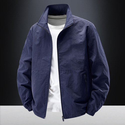 Spring Stand-Neck Jacket—Men's Loose Casual Men's Windbreaker, Thin Outerwear for Spring Outdoor Sports, Trendy