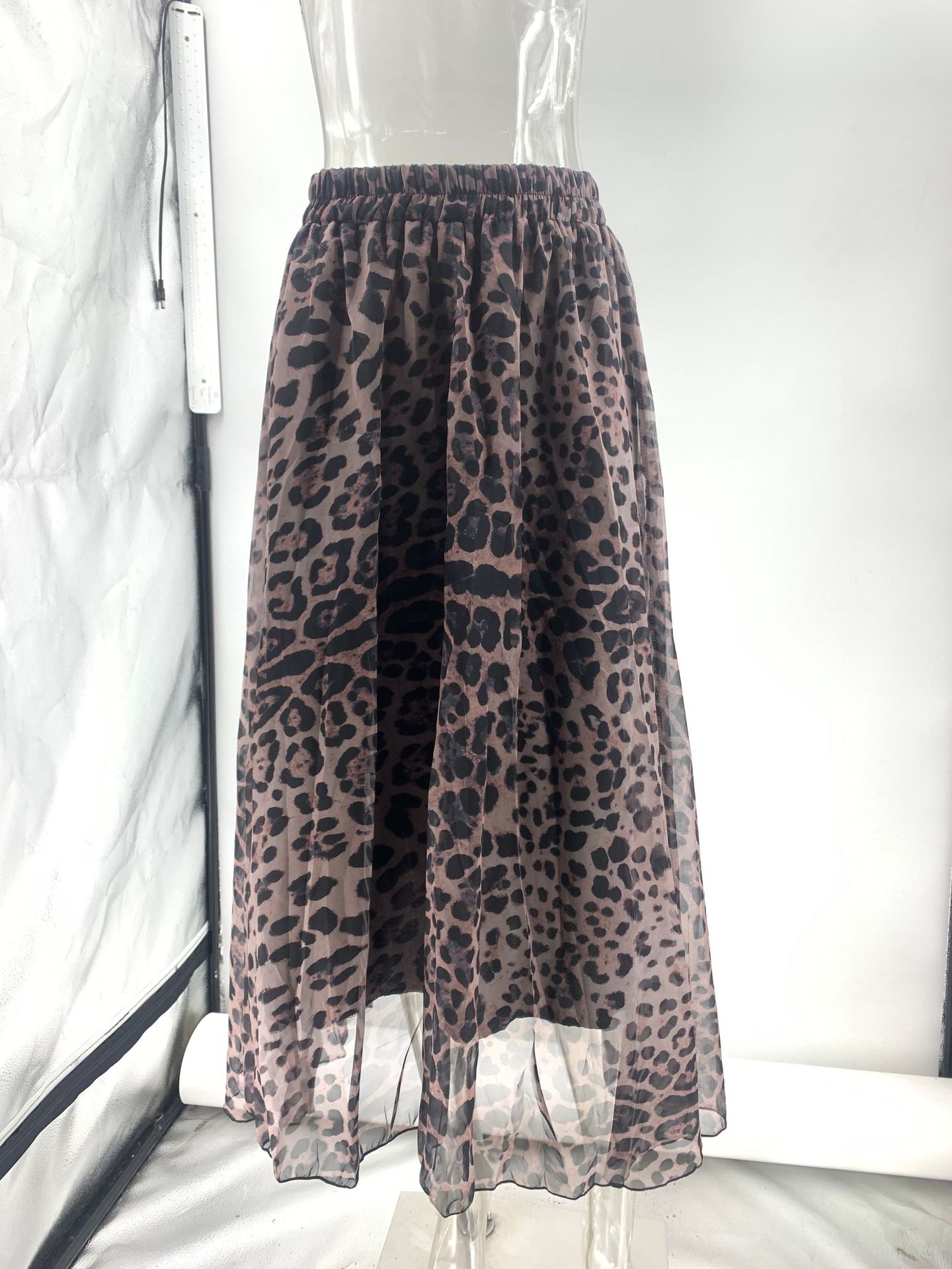 182g Weight Midi Dress Dress Length Type Skirt Dresses Type Polyester, Chiffon Fabric Type Spring Autumn Streetwear Leopard Polyester Chiffon Midi Dress Skirts