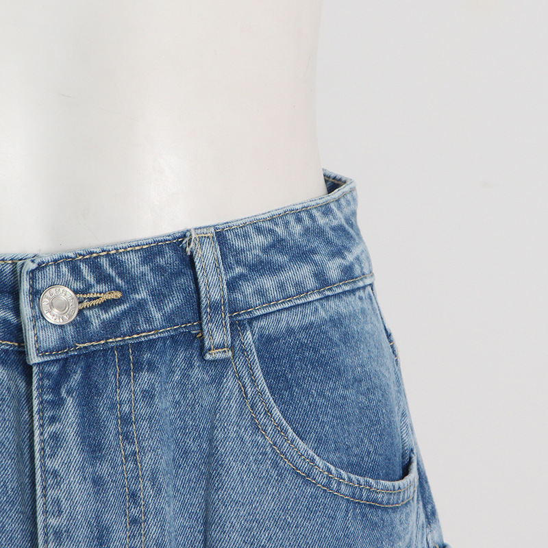 Damenbekleidung Frühling und Herbst Neue Mode Rauchgrau Spleißen Multi Pocket Overalls Street Washed Distressed Lange Hose mit weitem Bein_voghion.com