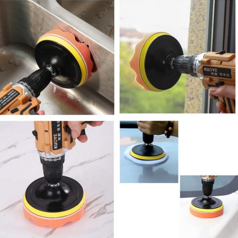 Suministro Transfronterizo de Kit de Pulido y Encerado para Autos, 6 Piezas, Rueda de Esponja Autoadhesiva, Kit de Rueda de Imitación de Lana, Descuento por Volumen