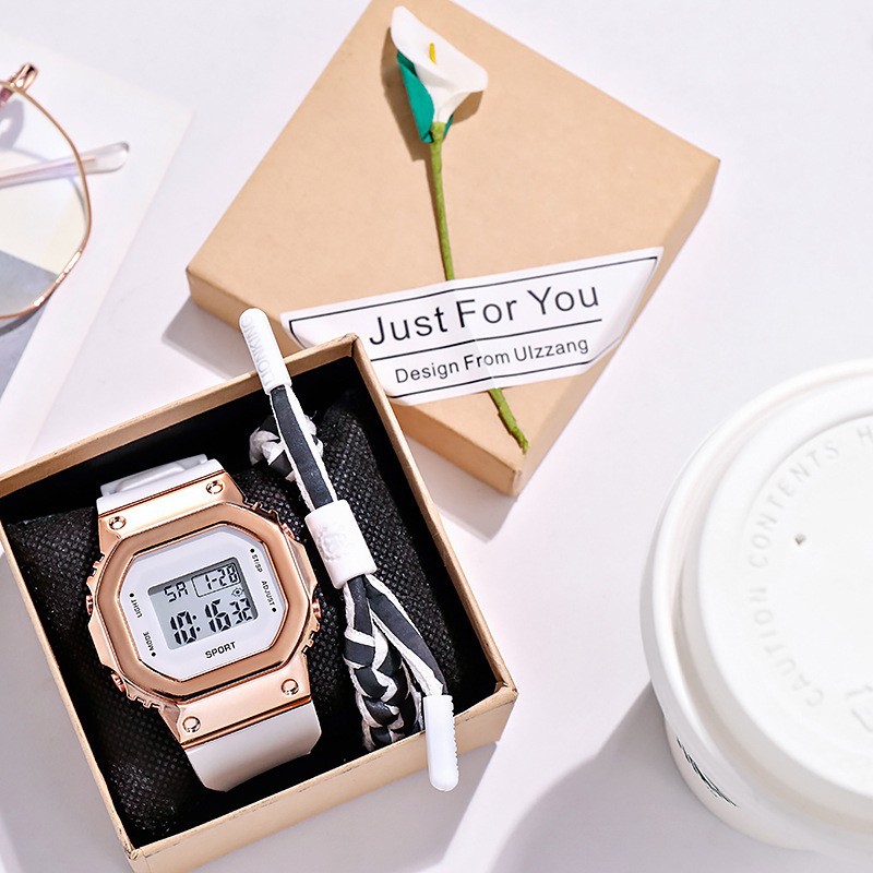 Electroplated small square white with rose gold surface