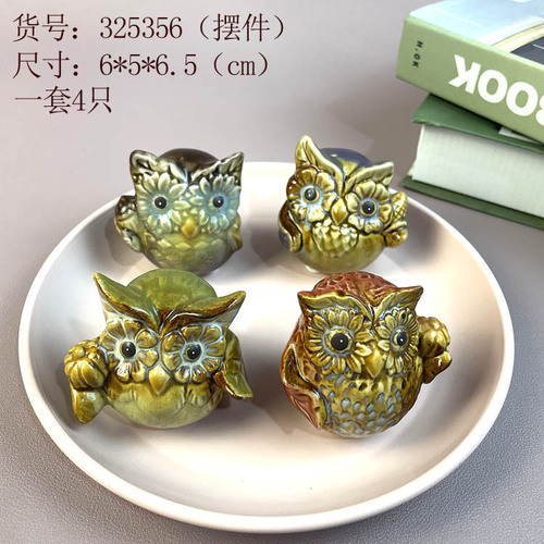 Creative foreign trade ceramic handicrafts ornaments, cute cartoon owl ornaments, cross-border best-selling special bird ornaments