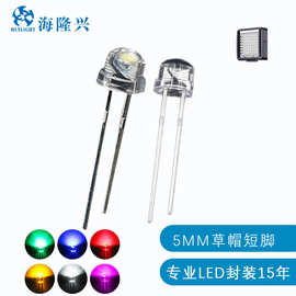 厂家直销 5MM草帽白光 LED直插件式草帽头灯珠 手电筒f5红光灯珠