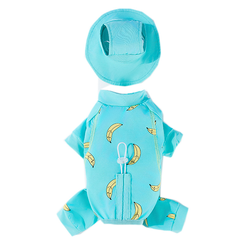 Primavera y verano perro fruta impresión completa protección solar de cuatro patas ropa fresca ropa de protección solar para exteriores de peluche ropa de perro para gatos