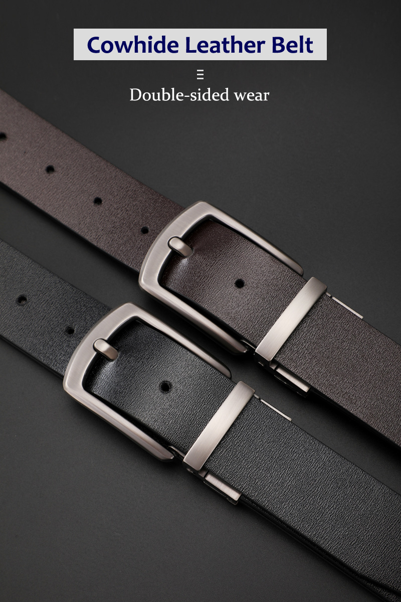 New Cross-border Best-selling Rotatable Pin Buckle Men's Genuine Leather Belt Premium Daily Belt Manufacturer Ready Stock