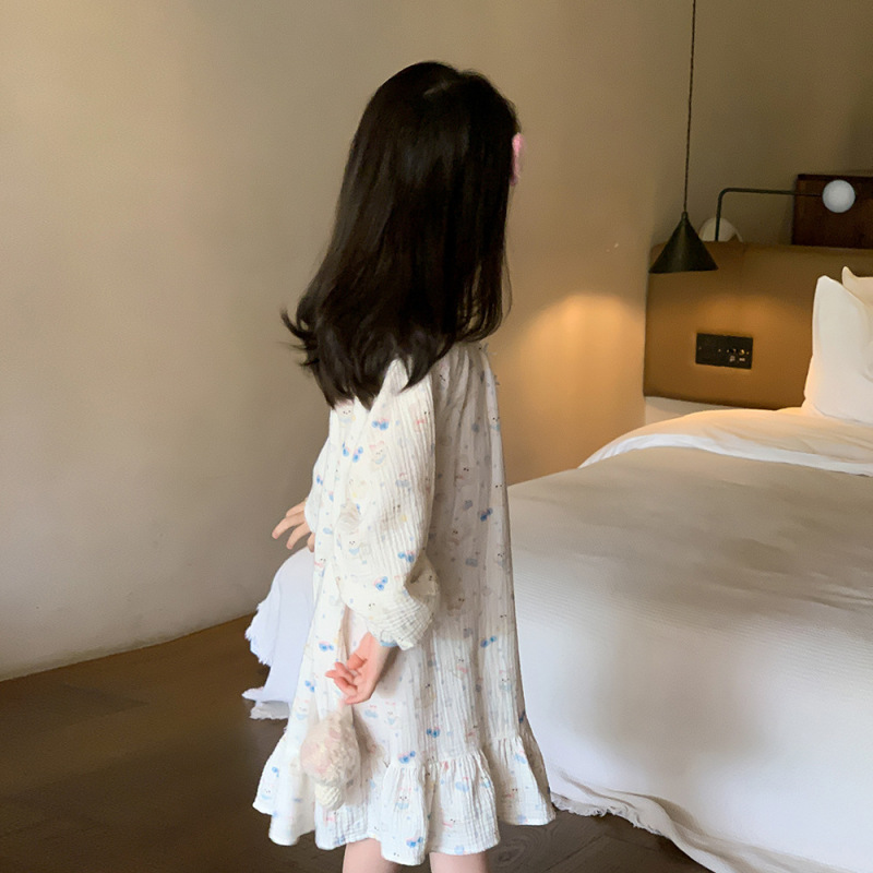 SeedMelon女童睡衣a类纯棉春秋款儿童家居服全棉宝宝长袖睡裙59|undefined