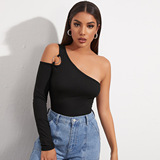 (Трансграничная торговля), сексуальный лонгслив, базовая приятная телу футболка, облегающий крой