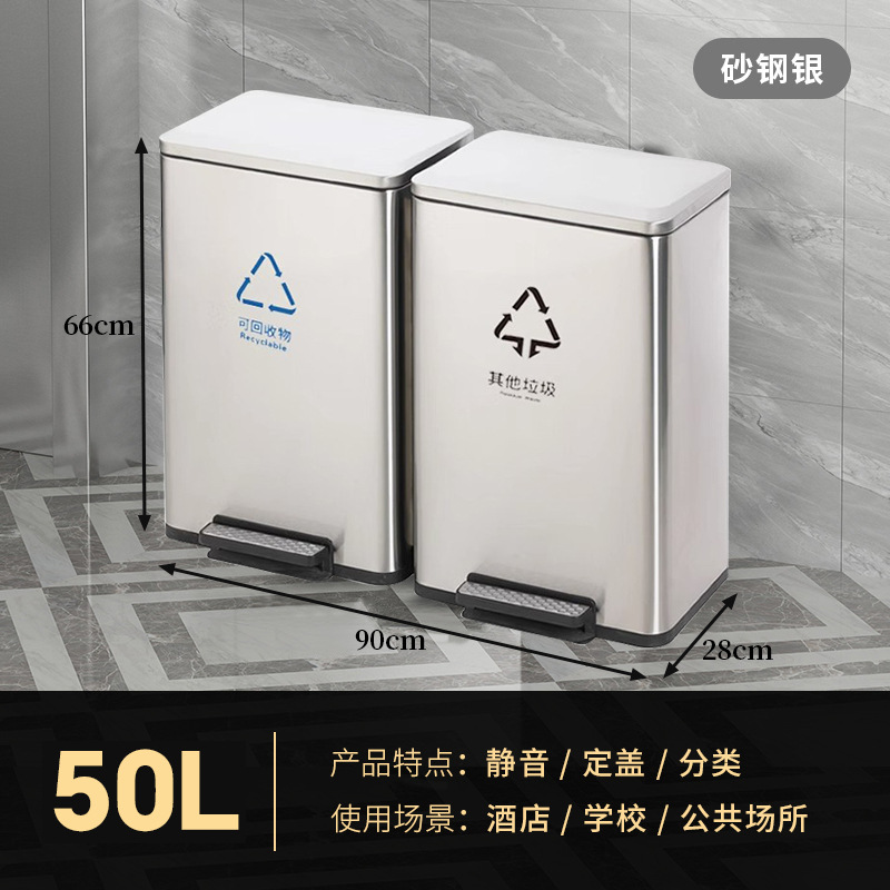 Bote de basura de pie Clasificación de acero inoxidable Tipo de tubo largo Comercial Seco y húmedo Elevador de oficina doméstica Cubo de caja de cáscara grande