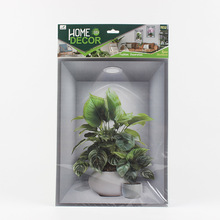3D效果盆栽贴画过道楼梯装饰画宾馆餐厅墙面植物花卉壁画