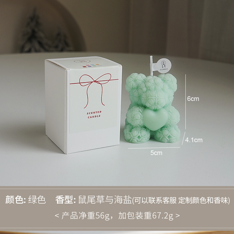 ☻ incienso de oso rosa vela verde (aroma: salvia y sal marina)