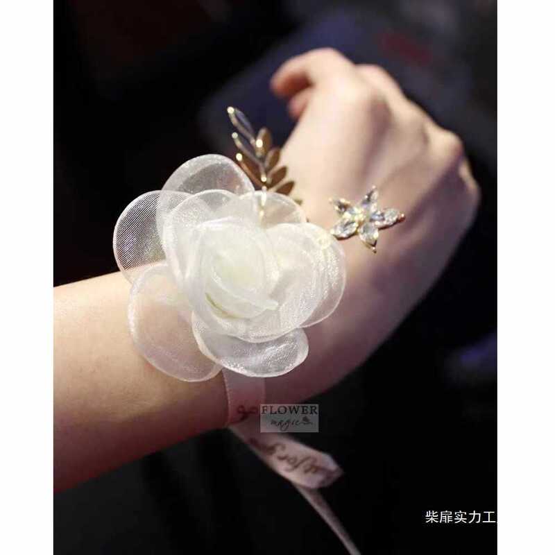 Bridesmaid Wrist Flower Corsage Super Fairy Korean Pearl Bracelet Beautiful Bride Sister Group Party Dance Hand Flower