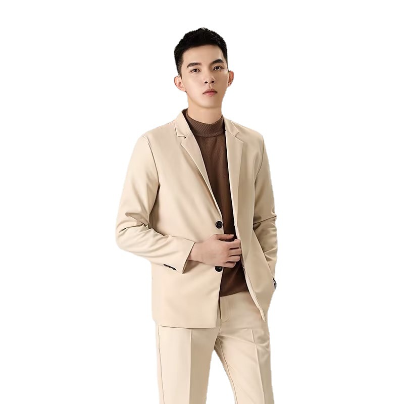Guapo traje de primavera y otoño de alta calidad chaqueta de hombre ligero maduro casual todo partido marca de moda SLIM-Fit chaqueta de moda de un solo Oeste