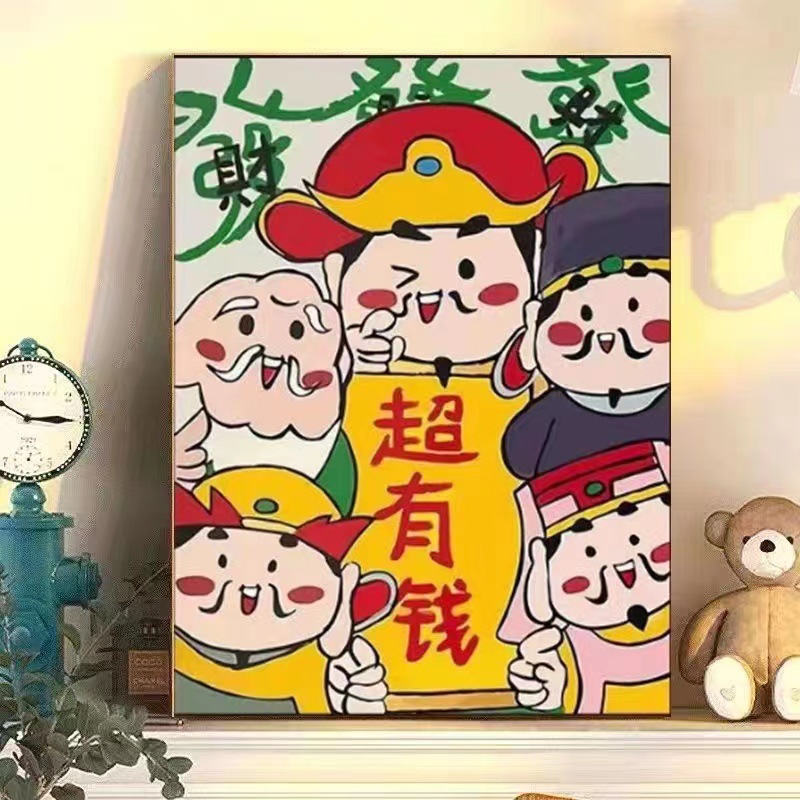 Suministro directo de fábrica [color fácil pintura] bricolaje digital pintura al óleo Dios de la riqueza nacional moda sala de estar dormitorio acrílico pintura al óleo decorativa