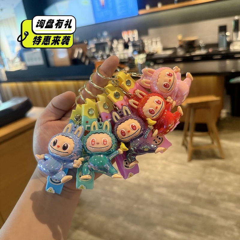 UV电镀拉布布龅牙仔钥匙扣创意公仔情侣包包挂饰小礼品汽车挂饰|undefined