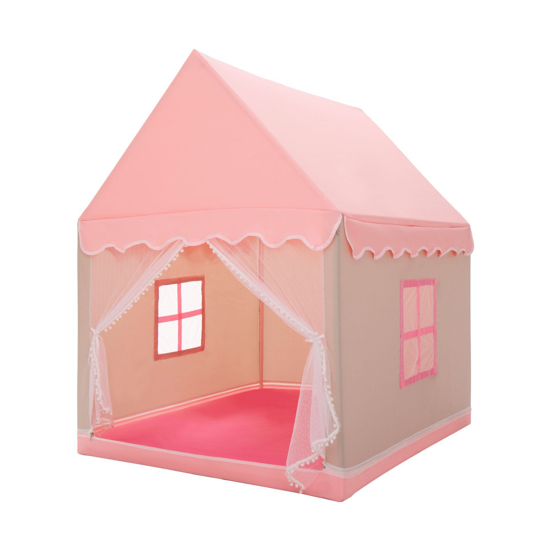 Venta al por mayor de nuevo estilo de casa gris rosa para niños tienda de interior casa de juegos para niños y niñas castillo villa jugar a la casa juguetes