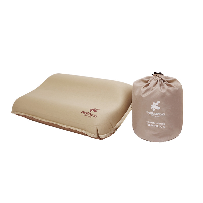 Camping viaje portátil fácil almacenamiento almohada inflable automática al aire libre 3D almohada cómoda almohada de queso de algodón de espalda elástica alta