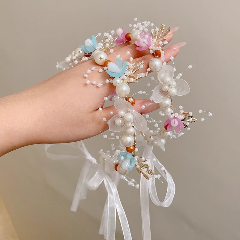 Tocado de la corona de los niños de la princesa Mori Garland Super Hada de la boda de la flor del tocado de La Flor de la diadema de la muchacha exquisita diadema horquilla