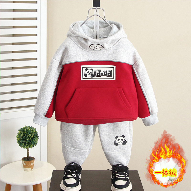 6584 traje de terciopelo para niños modelos de otoño e invierno 2025 invierno nuevo estilo para niños deportes coreanos suéter grueso ropa de moda