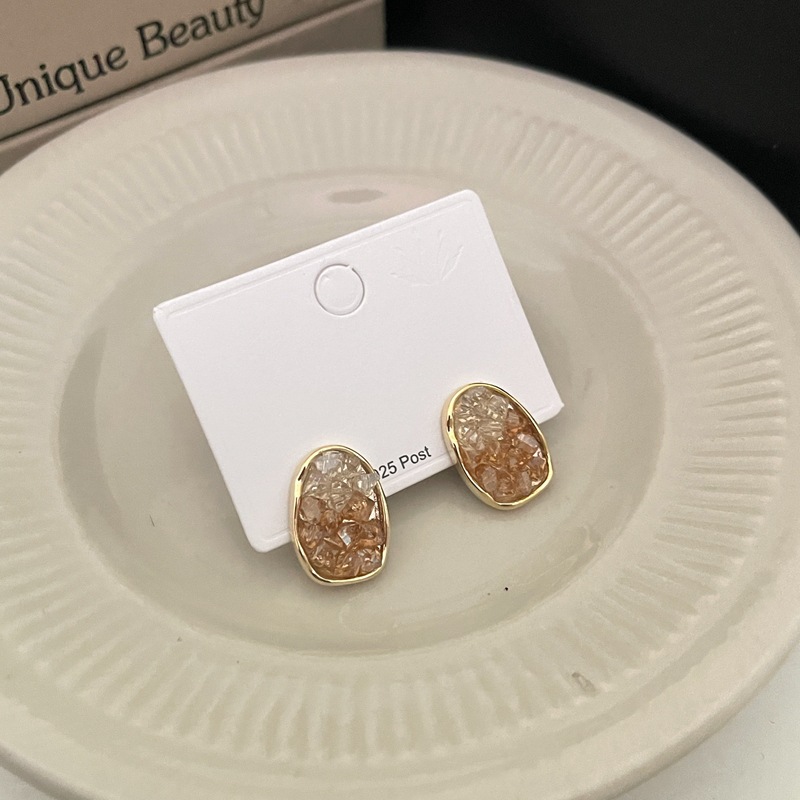 Unique Design Orange Sea Crystal 2023 New Trendy and High end Exquisite with Sterling Silver Style Earrings_voghion.com