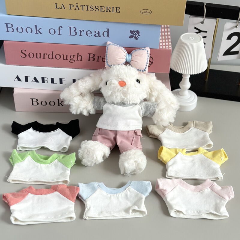 Color-Blocked Short-Sleeved T-Shirt 20cm Cotton Doll Clothes Shirley Rose Dog Doll Outfit Replacement Wholesale Doll Clothes