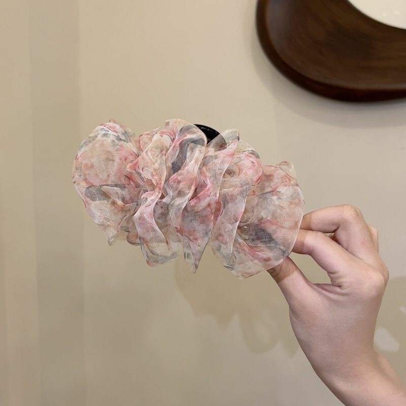 雰囲気のある花柄のヘアクリップ、新しいオーガンジーの特別な色、優しいレトロな気質の後頭部のヘアクリップ|undefined