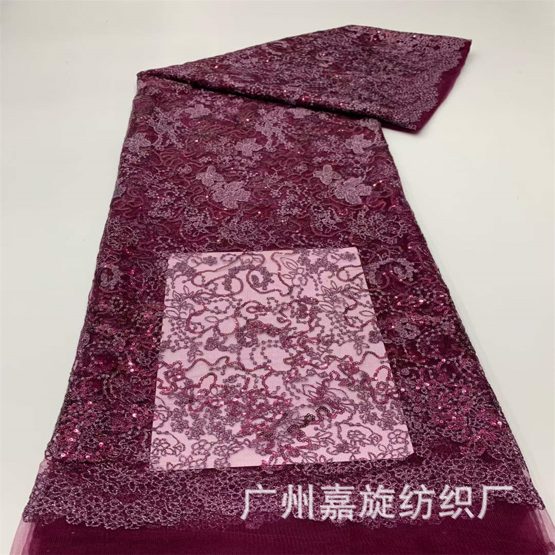 Nuevo multicolor tela de bordado de sequillas de malla Dai falda cheongsam encaje compuesto de hilo bordado brace image 1