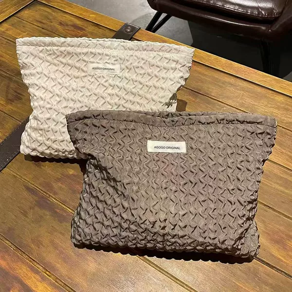 New Retro Wave-Pattern Portable Large-Capacity Cosmetic Bag, High-End Storage Bag, Travel Toiletry Storage Bag