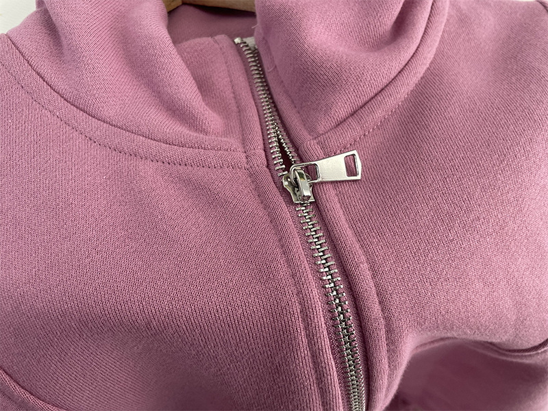 Vêtements pour femmes, sweat-shirt en coton de couleur unie, combinaison à fermeture éclair et pantalon de sport ample en velours pour femmes_voghion.com