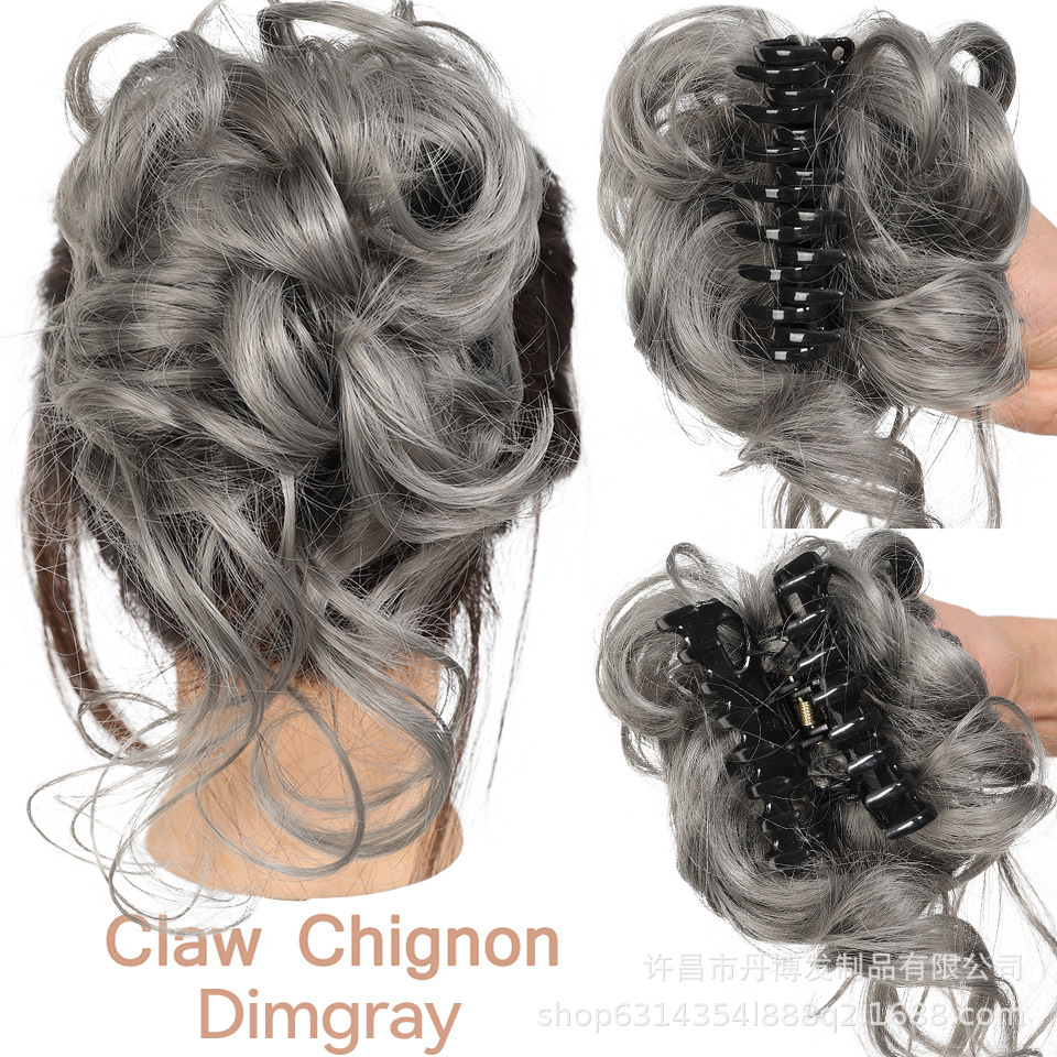 Fábrica al por mayor de fibra química Peluca de las mujeres corto desordenado mullido barba larga clip de pelo bollo pelo bolsa cola de caballo