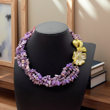 新中古vintage名媛佩戴同款设计天然水晶玛瑙碎石 不规则项链颈链