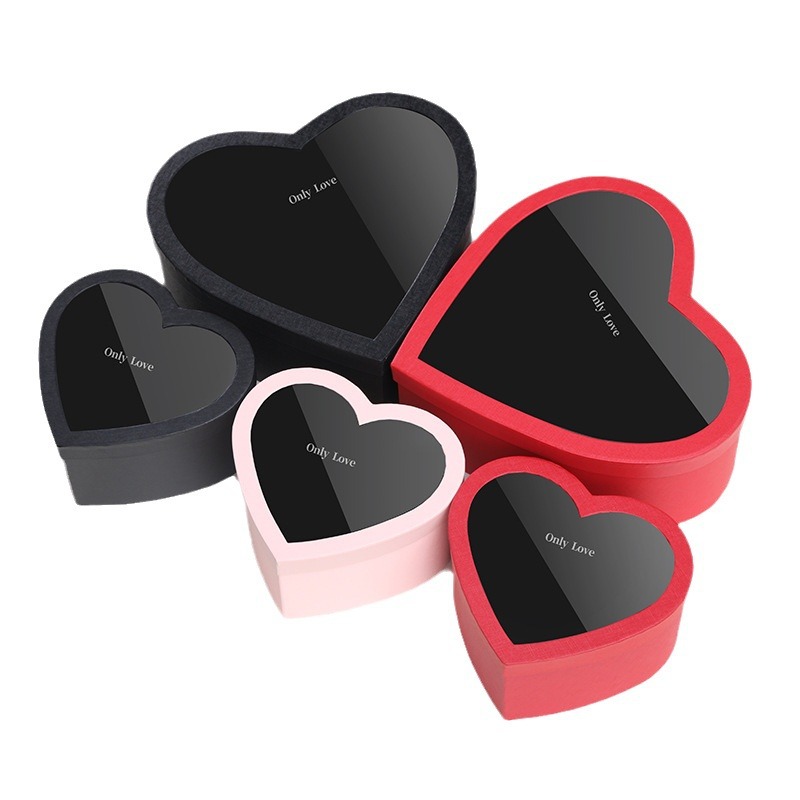 Ins amor caja de frutas al por mayor día de San Valentín caja de dulces transparente en forma de corazón paquete de flores diy caja de flores de ventana transparente