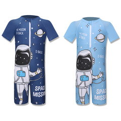 兒童連體泳衣男童女孩2024防曬潛水服小中大童學生運動短袖訓練服