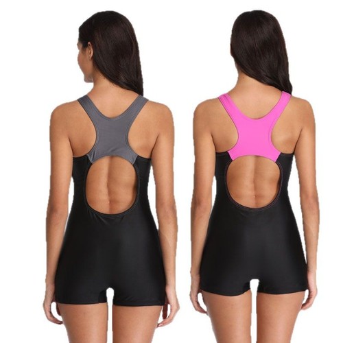 One-piece swimsuit European and American sexy swimsuit women's conservative patchwork sports brief one-piece swimsuit