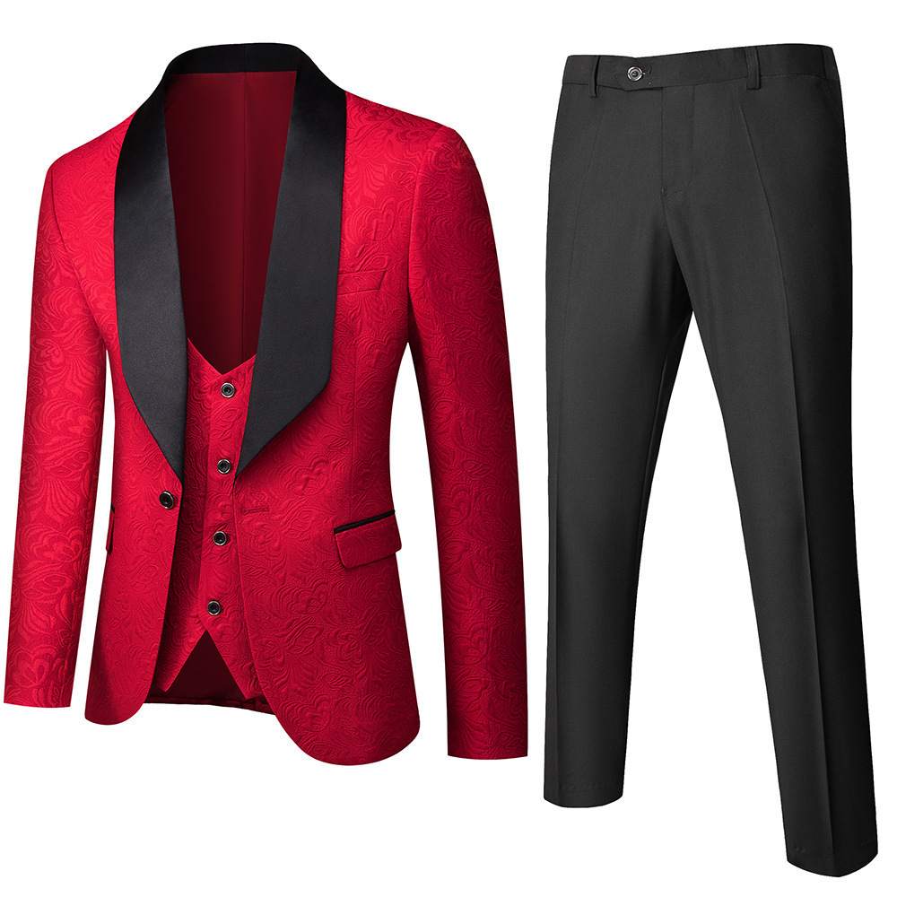 New Business Leisure for Men's Wedding and Groom Dress Hall Suit Three piece Set 3D_vogarts.com