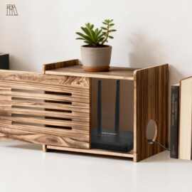 木制路由器隐藏盒客厅WiFi光猫盒桌面办公室数据线电缆线收纳盒