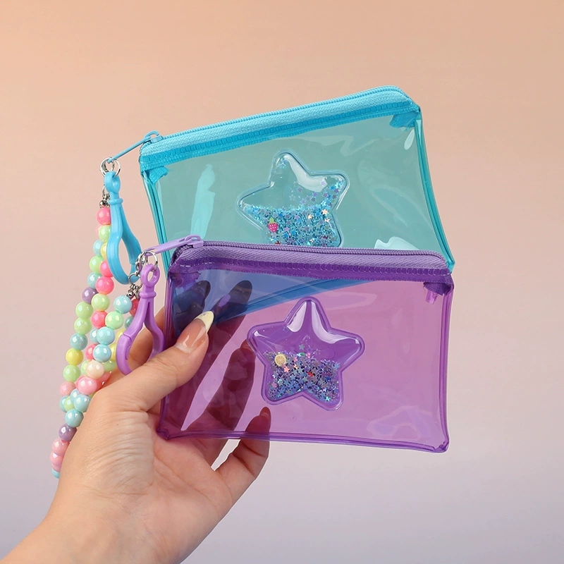 Модные звезды ПВХ зыбучие пески цветной прозрачный кошелек сумка для карт красный конверт наушники молния сумка маленький кошелек подвеска