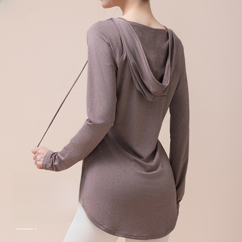 Women's Loose-Fitting Slimming Hooded Sweatshirt for Autumn/Winter Casual Yoga Clothes Sports Exercise Long Sleeve for Plus Size