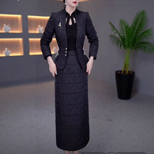 蓄热棉两件套连衣裙2025年气质秋冬新款加厚小香风两件套连衣裙