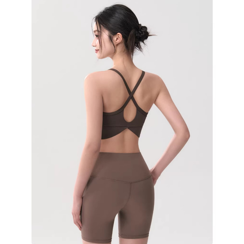 Integrated Fixed-Cup Sports Bra Pilates Beauty Back Fitness Bra Training Yoga Wear Camisole 1966