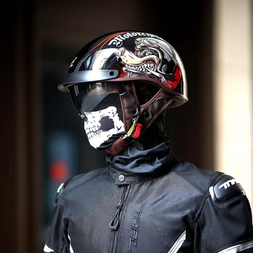 Helmet Men Motorcycle Plate Half Helmet Retro Helmet 3C Certified All-Season Transparent Lens Women Summer Slip Helmet