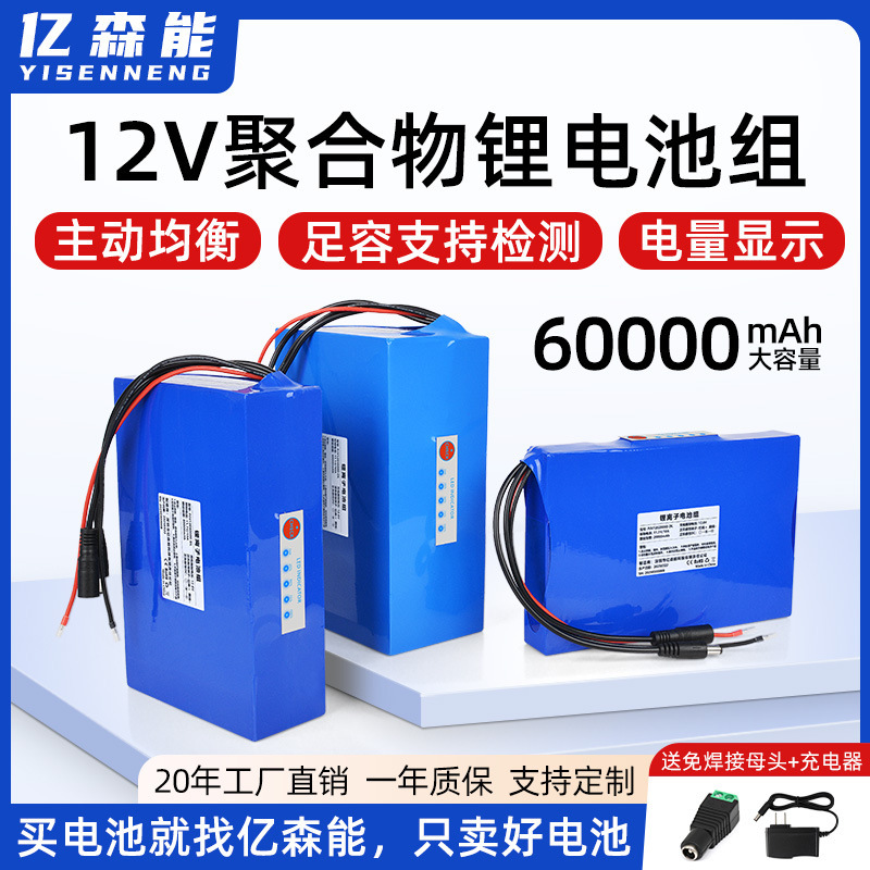 Yisenneng 12V Polymer Lithium Battery Pack Large Capacity 30Ah60Ah Solar Street Light Outdoor Backup Battery