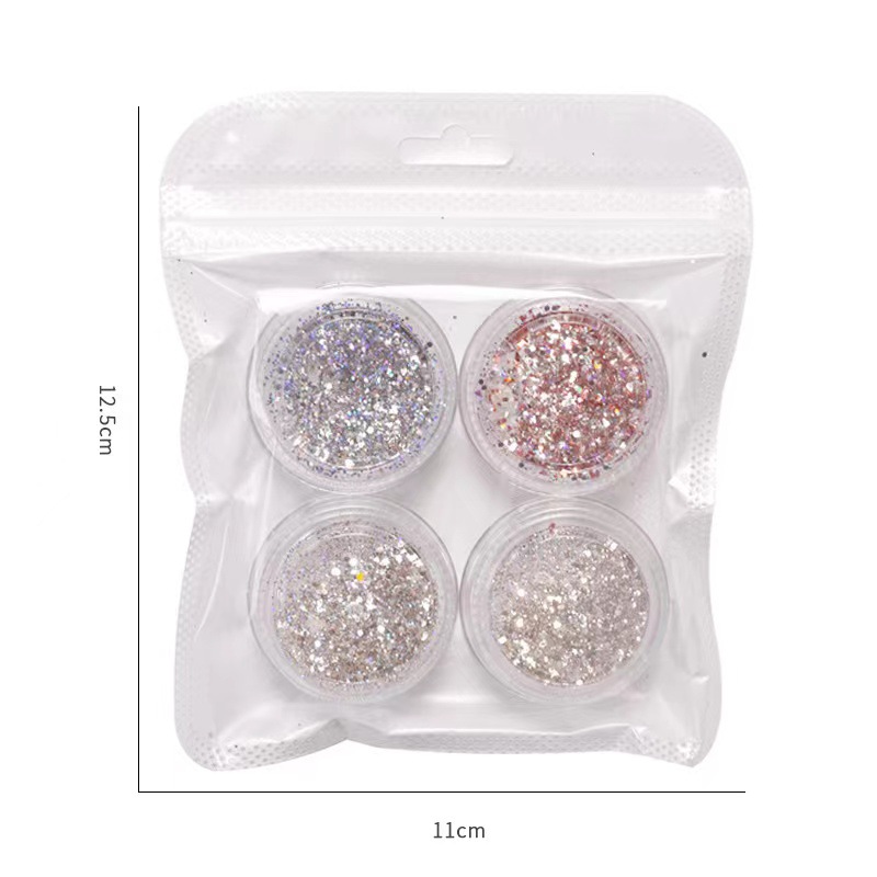 Nueva Red de uñas polvo de diamante de cristal rojo Galaxy fino flash sueño brillante pieza de concha polvo de uñas mezclado Galaxy polvo 4 botellas/Set