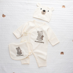 Spring New Cute Bear Dad and Mom Onesie for Newborn Baby 100% Cotton Boneless Hat and Matching Set