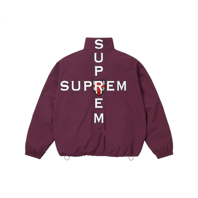 Cross-border SupFW26 American retro embroidered cross pattern long-sleeve jacket, unisex