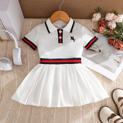 Summer casual baby girl dress with frilled skirt for kids, children's dress, fashionable kids' clothing.