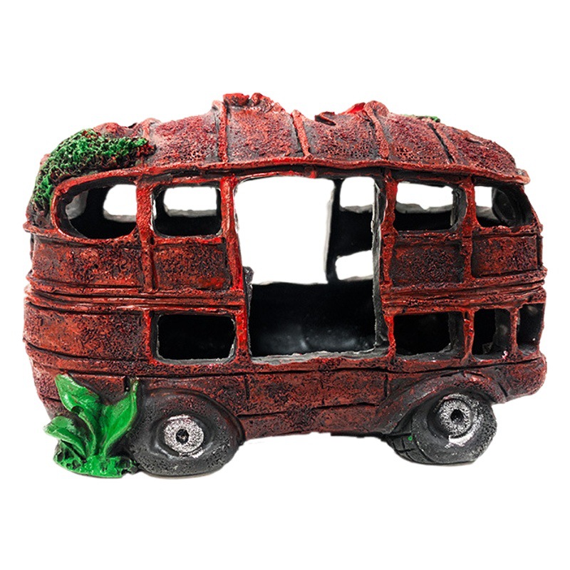Decoración de acuarios restos de automóviles, paisajismo de peceras, artesanías de resina, nuevas decoraciones evasivas, autobuses viejos