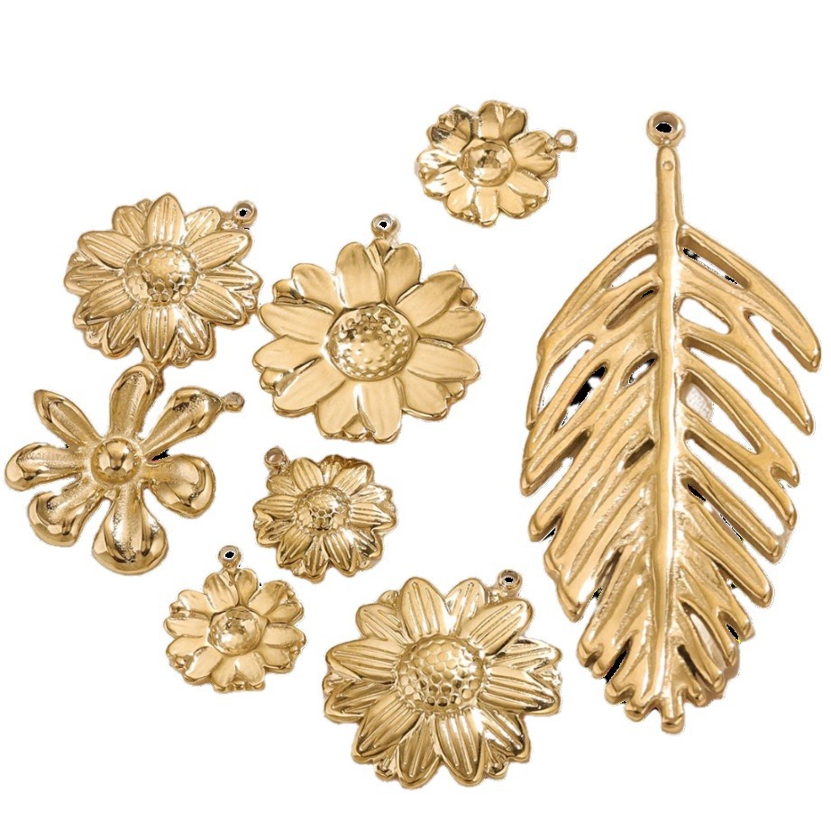 Acero inoxidable chapado en oro 18K nicho de verano sol colgante colgante colgante DIY pendientes collar impermeable