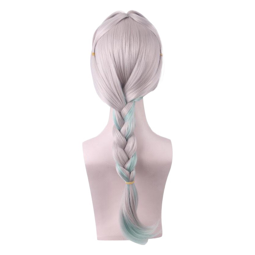 Tierra vinculante Flor joven Zikun ocho búsqueda Ningning gris plata micro rollo gradiente verde Pelo Largo cos anime peluca en stock